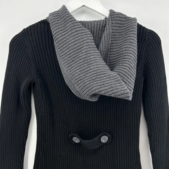 Y2K Goth Calvin Klein Ribbed Knit Hoodie Jacket Cyber Punk Sweater S - Picture 8 of 14